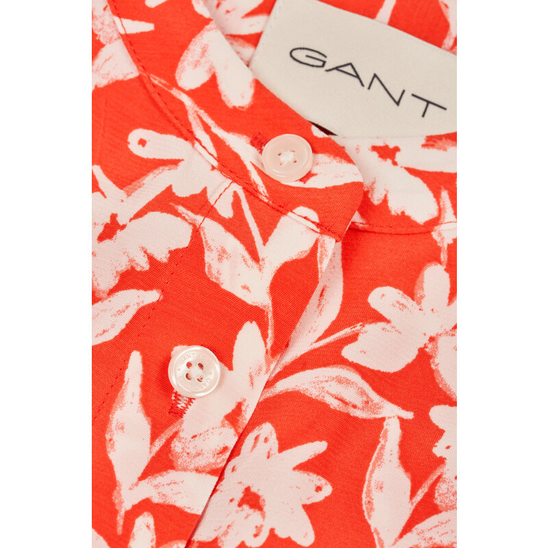 RUHA GANT REG FLORAL PRINT SS SHIRT DRESS ORANGE RED