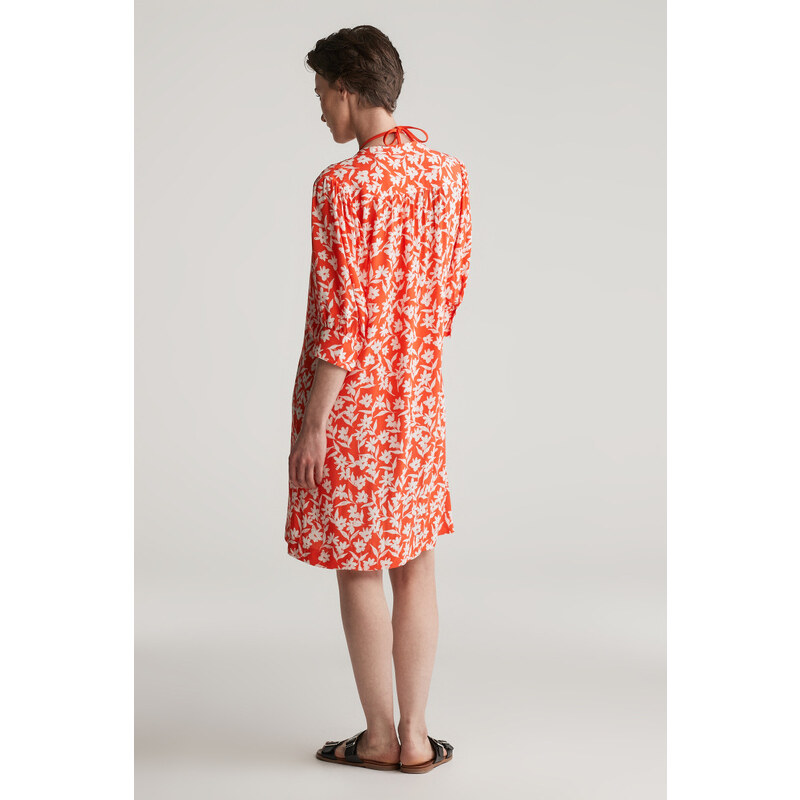 RUHA GANT REG FLORAL PRINT SS SHIRT DRESS ORANGE RED