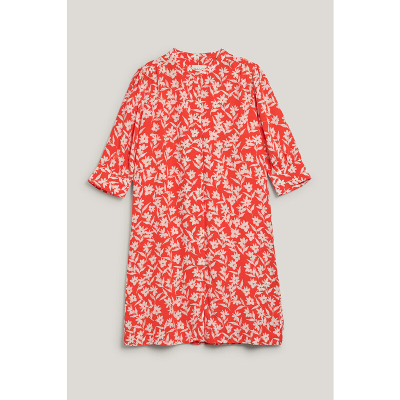 RUHA GANT REG FLORAL PRINT SS SHIRT DRESS ORANGE RED