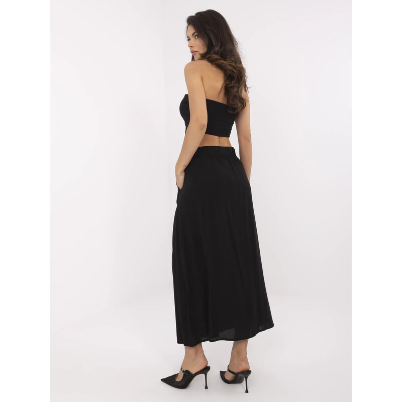 BASIC Fekete női viszkóz midi szoknya D73761M50222A-black
