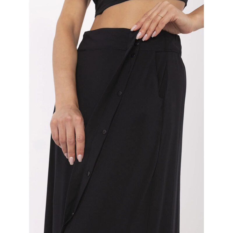 BASIC Fekete női viszkóz midi szoknya D73761M50222A-black