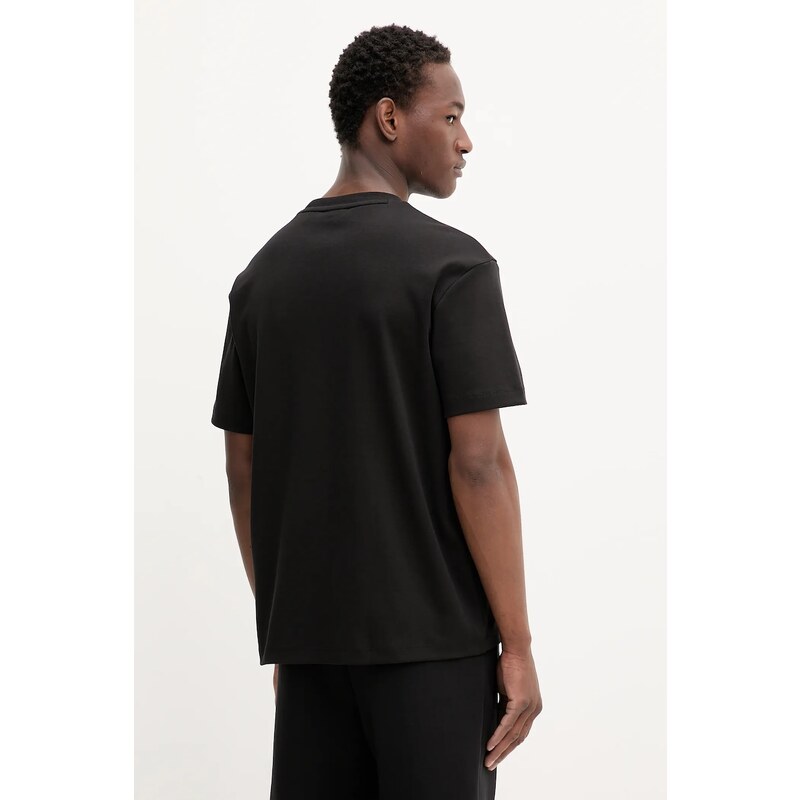 HUGO pamut póló barna, sima, 50505201