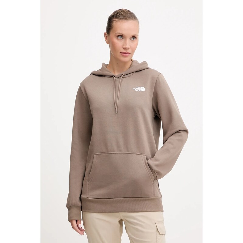 The North Face felső Simple Dome barna, sima, kapucnis, NF0A89EYBOW1