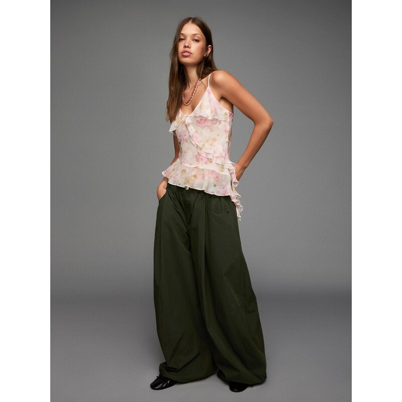 Bershka Top mustár / rózsaszín / rózsaszín / pasztell-rózsaszín