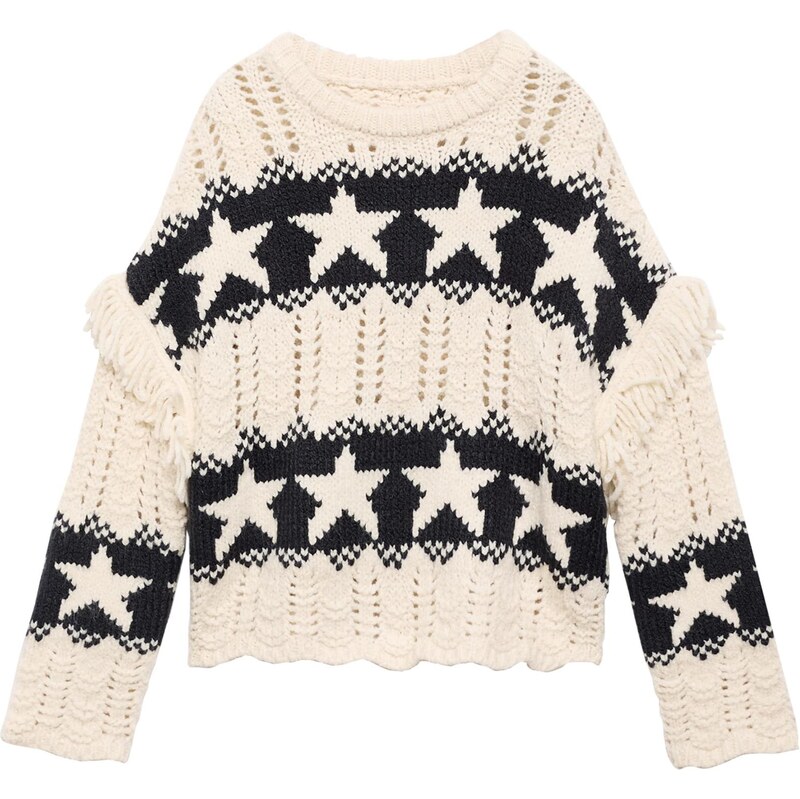 MANGO KIDS Pulóver 'City' fekete / gyapjúfehér