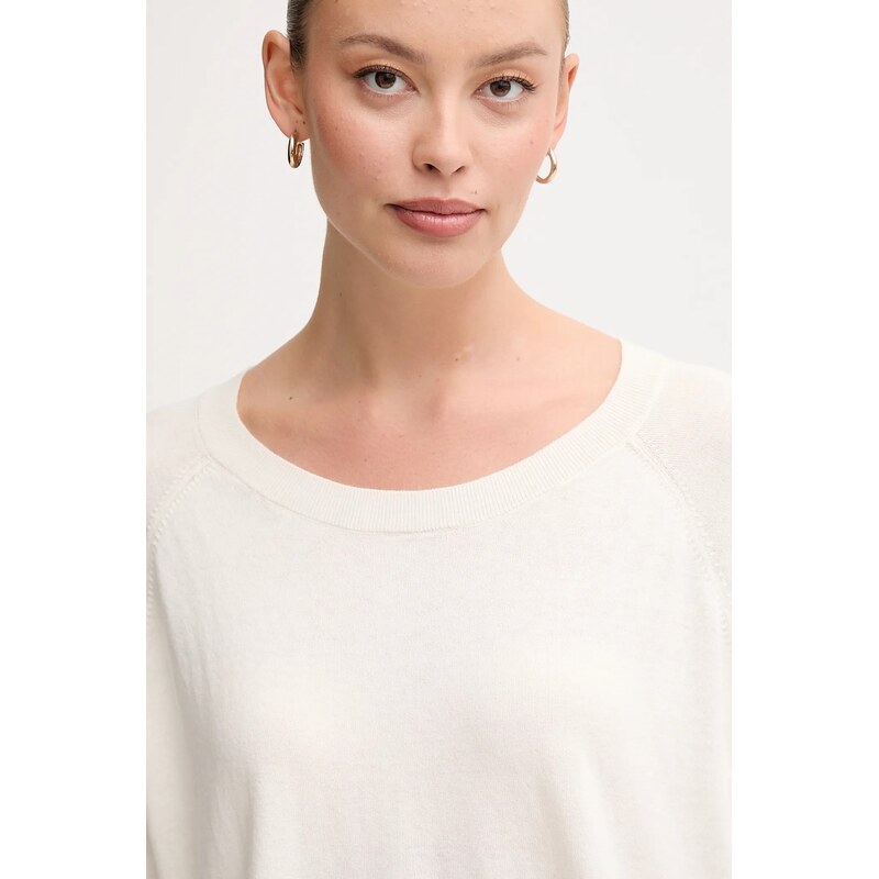 United Colors of Benetton pulóver gyapjúkeverékből könnyű, bézs, 1Y6SD10EG