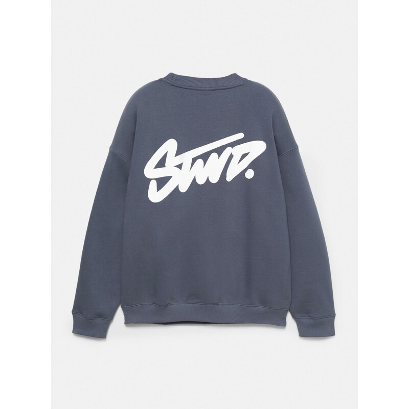 Pull&Bear Tréning póló 'STWD' zafir / fehér