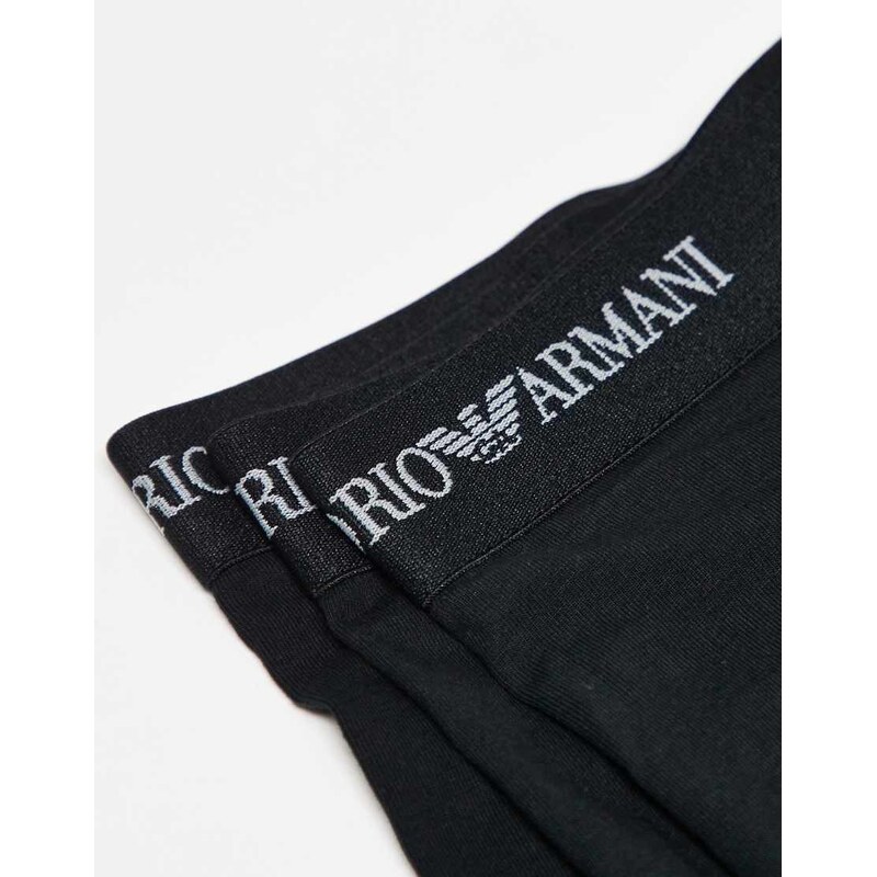 Emporio Armani 3-pack logo trunks in all black