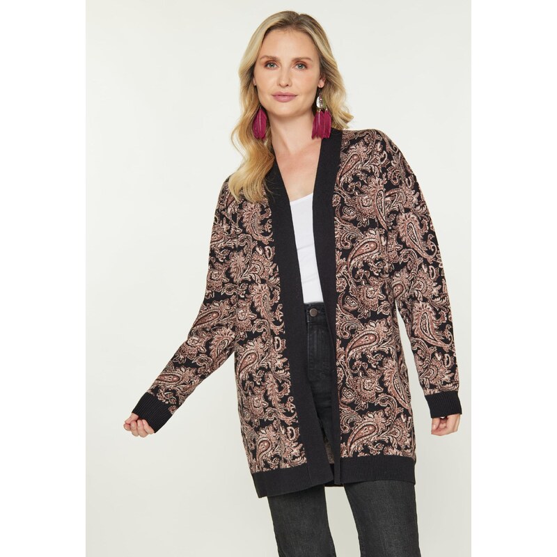 usha FESTIVAL Kardigán krém / gesztenyebarna / fekete