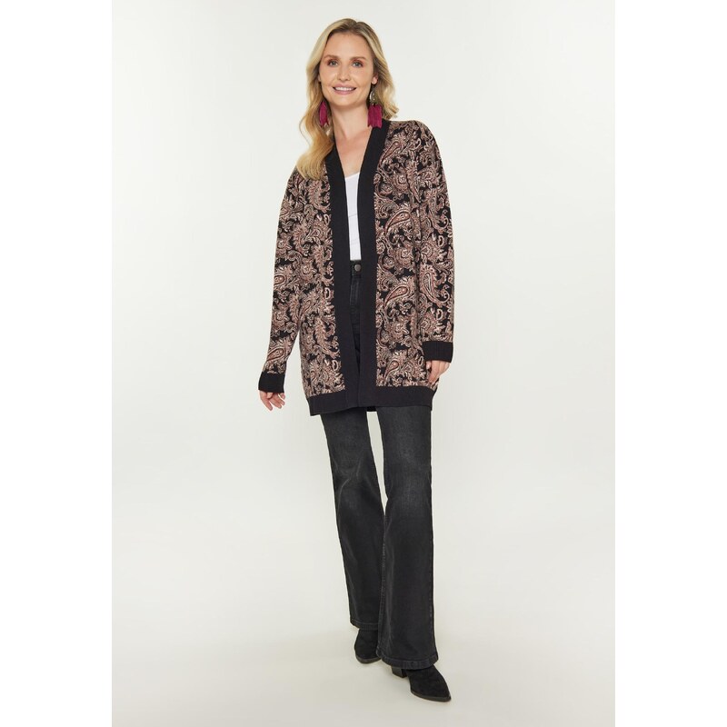 usha FESTIVAL Kardigán krém / gesztenyebarna / fekete
