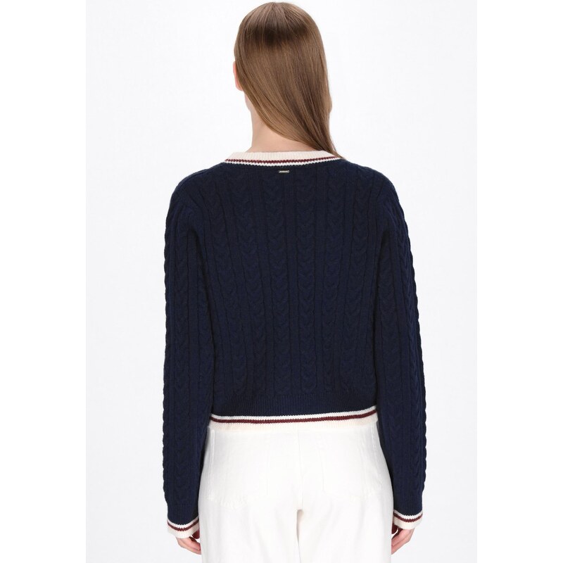 DreiMaster Maritim Kardigán sötétkék / barna / fehér