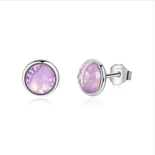 Ékszerkirály Ezüst fülbevaló, cirkónium kristállyal, lila