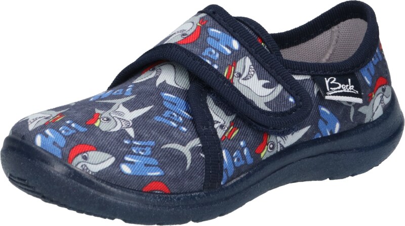 BECK Házi cipő 'Haie' tengerészkék / sötétkék / szürke / piros / fehér