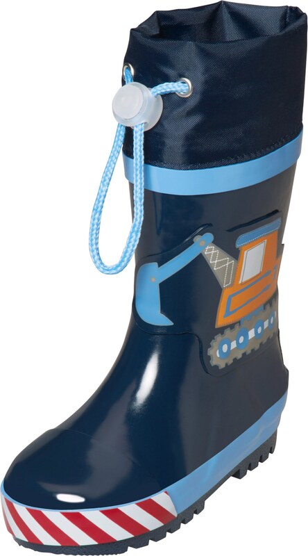 PLAYSHOES Gumicsizmák 'Baustelle' tengerészkék / világoskék / kő / narancs