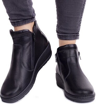 Vlnka Női cipzáras bőr bokacipő Marcella, fekete felnőtt cipő