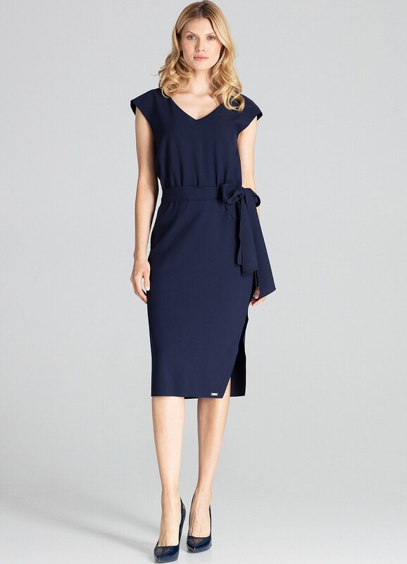 FIGL Elegáns ruha övvel M674 Navy