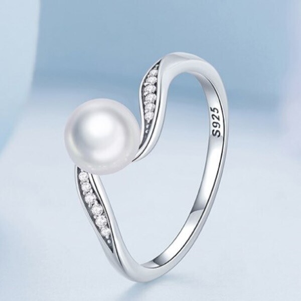 Ékszerkirály Ezüst női gyűrű, szív alakú, gyönggyel, 6