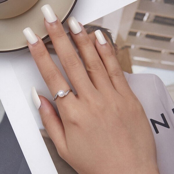 Ékszerkirály Ezüst női gyűrű, szív alakú, gyönggyel, 6