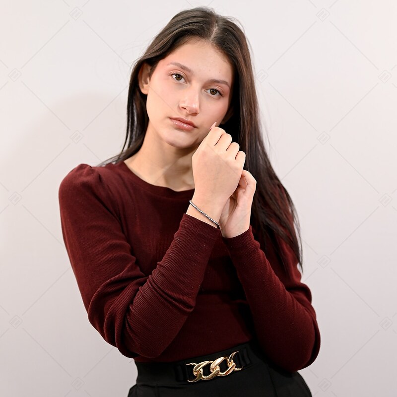 BALCANO - Dottie / Lapított anker láncos nemesacél karkötő bogyókkal, magasfényű polírozással