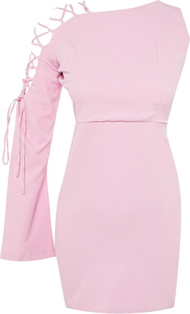 Trendyol rózsaszín testhezálló szőtt estélyi ruha