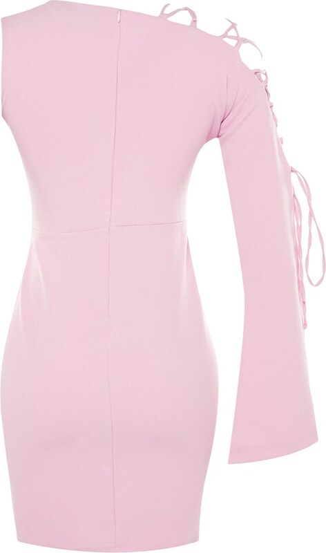 Trendyol rózsaszín testhezálló szőtt estélyi ruha