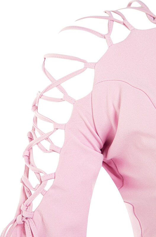 Trendyol rózsaszín testhezálló szőtt estélyi ruha