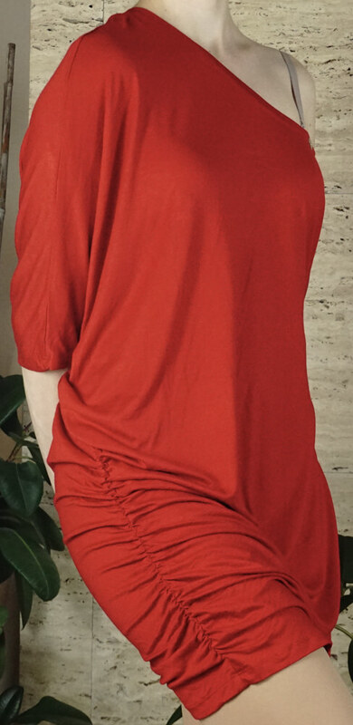 Victoria Moda Női ruha, félvállas, piros