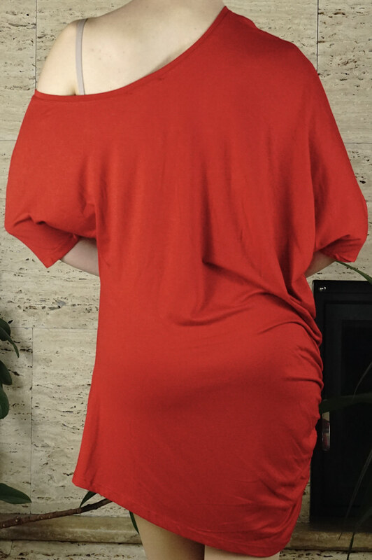 Victoria Moda Női ruha, félvállas, piros