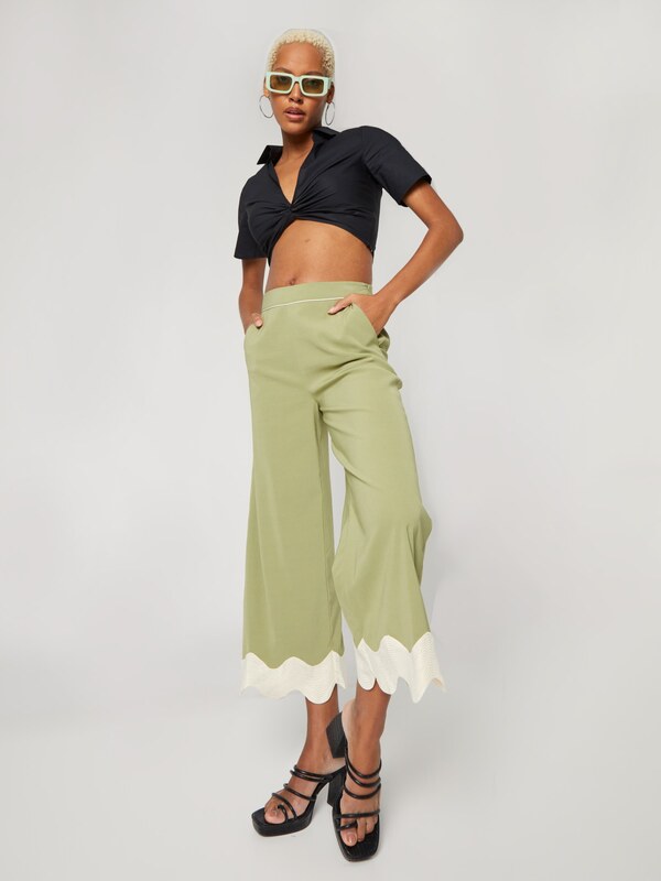 Katy Perry exclusive for ABOUT YOU Nadrág 'Nora' bézs / zöld