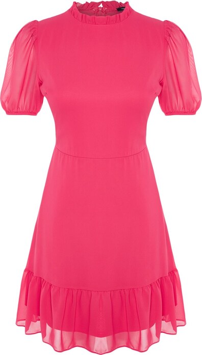 Trendyol Fuchsia A-Cut Flounce Chiffon Lined Woven Woven Dress