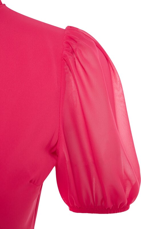 Trendyol Fuchsia A-Cut Flounce Chiffon Lined Woven Woven Dress