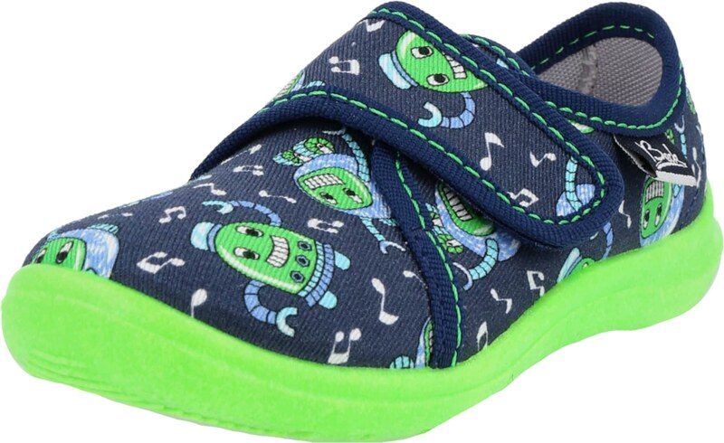 BECK Házi cipő 'Robots' tengerészkék / világoskék / citromzöld / fehér