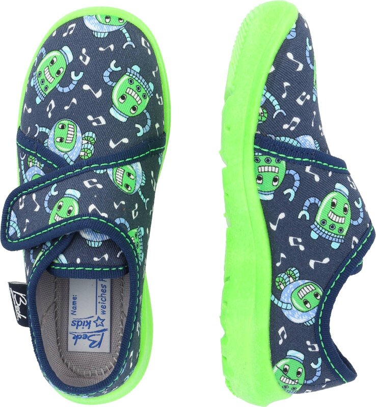 BECK Házi cipő 'Robots' tengerészkék / világoskék / citromzöld / fehér