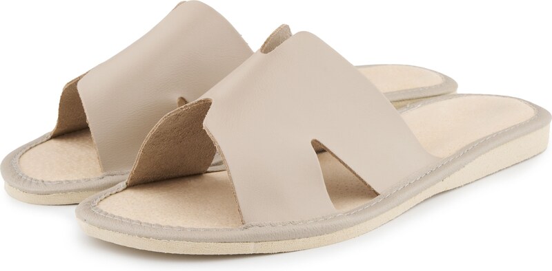 Vlnka Nyitott női nyári bőr papucs, bézs felnőtt cipő