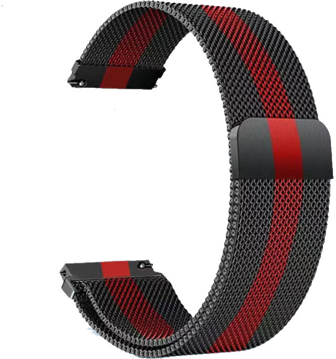 Madvell Fém szíj Milanese fekete piros csíkkal 22mm