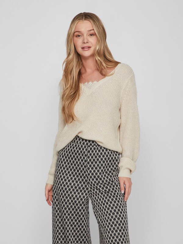 VILA Pulóver 'Debra' gyapjúfehér