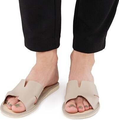 Vlnka Nyitott női nyári bőr papucs, bézs felnőtt cipő