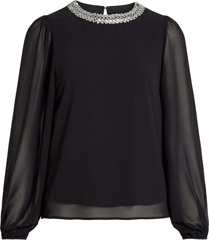 VILA Blúz fekete / ezüst