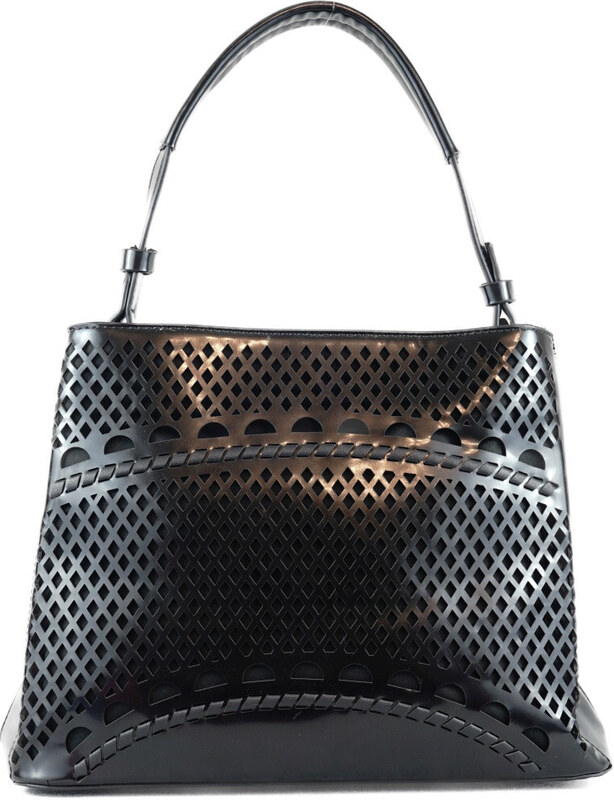 Silvia Rosa női kézitáska lézervágott mintával, műbőr, fekete
