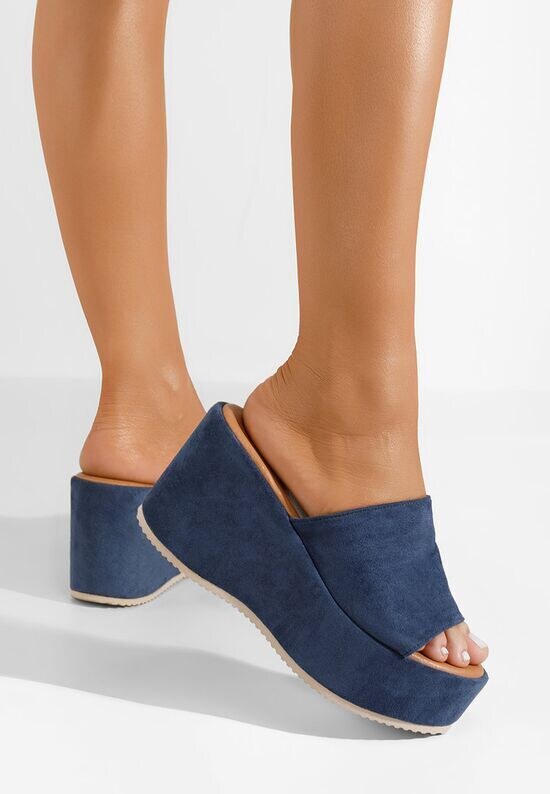 Zapatos Belona kék telitalpú platform papucs