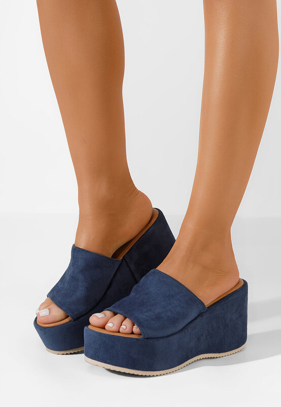 Zapatos Belona kék telitalpú platform papucs