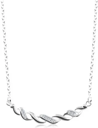 Ekszer Eshop - 925 ezüst nyakék, két összefont hullám - sima és cirkóniás SP15.19