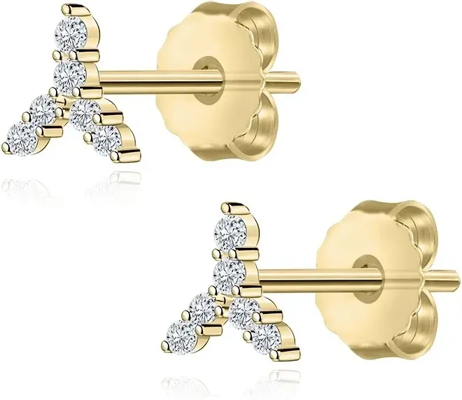 Ekszer Eshop - 14K sárga arany fülbevaló - szem alakú levelek, cirkóniák,stekkerzár S5GG255.48