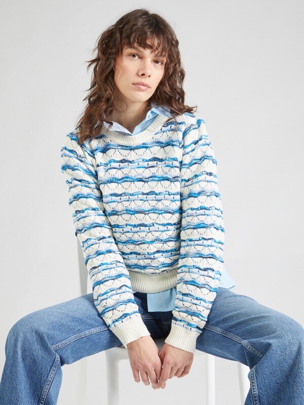 minus Pulóver 'Kalima' tengerészkék / galambkék / fehér