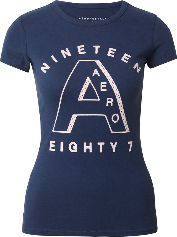 AÉROPOSTALE Póló 'NINETEEN EIGHTY 7' tengerészkék / pasztell-rózsaszín
