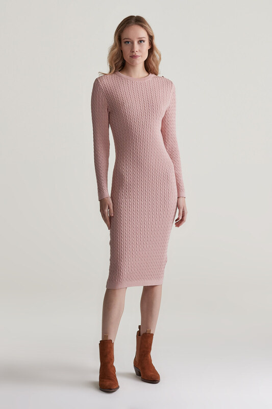 RUHA GANT MINI CABLE KNIT DRESS DUSTY PINK