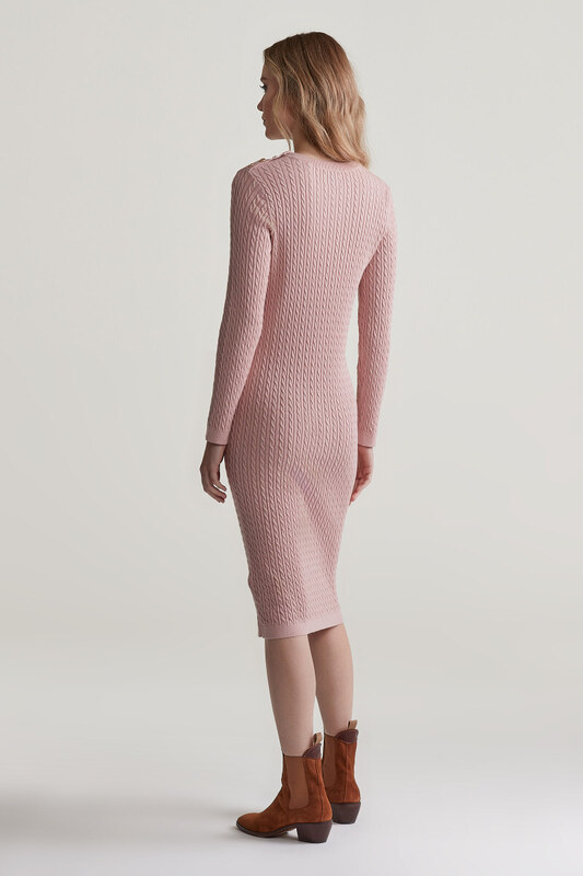 RUHA GANT MINI CABLE KNIT DRESS DUSTY PINK