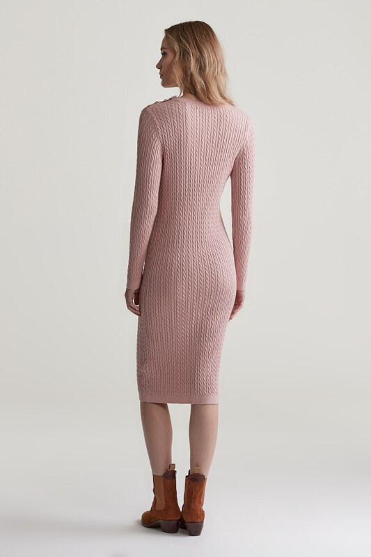 RUHA GANT MINI CABLE KNIT DRESS DUSTY PINK