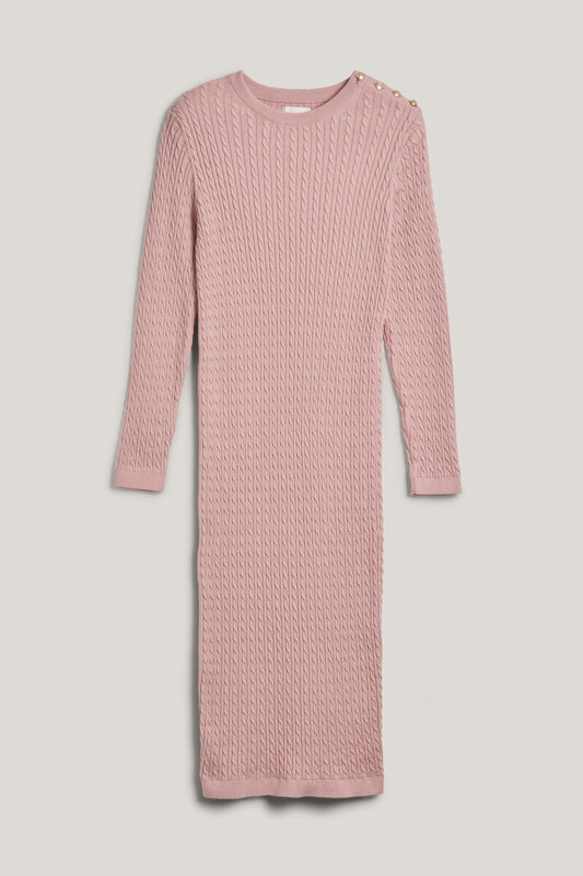 RUHA GANT MINI CABLE KNIT DRESS DUSTY PINK