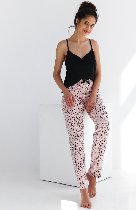 Sensis Paula fekete és rózsaszín pizsama w/r S-XL